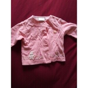 Vintage Y2K Baby Girl Cardigan Carters Bunny Flowers Pink Butterfly